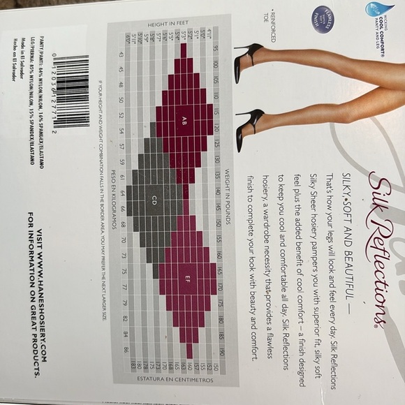 Hanes Silk Reflections control top reinforced toe barely black sz EF NIP - Picture 5 of 6